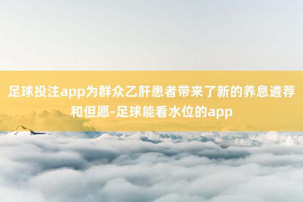 足球投注app为群众乙肝患者带来了新的养息遴荐和但愿-足球能看水位的app
