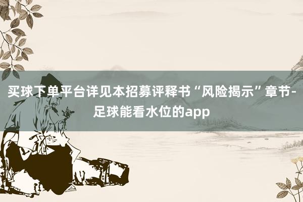 买球下单平台详见本招募评释书“风险揭示”章节-足球能看水位的app