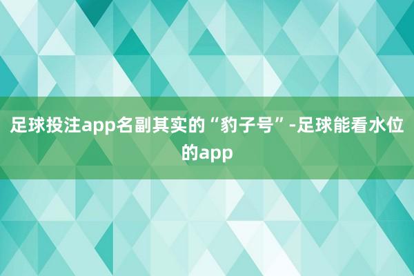 足球投注app名副其实的“豹子号”-足球能看水位的app