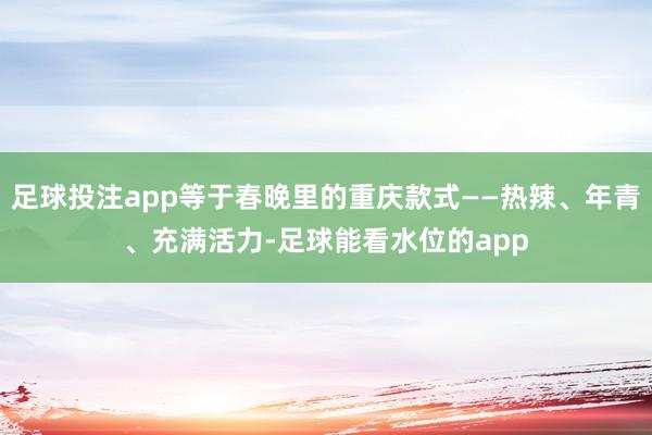足球投注app等于春晚里的重庆款式——热辣、年青、充满活力-足球能看水位的app