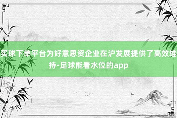 买球下单平台为好意思资企业在沪发展提供了高效维持-足球能看水位的app