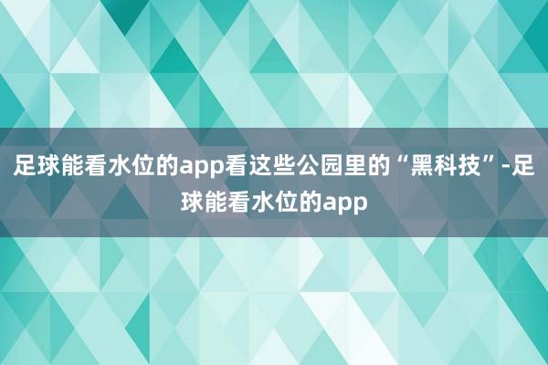 足球能看水位的app看这些公园里的“黑科技”-足球能看水位的app