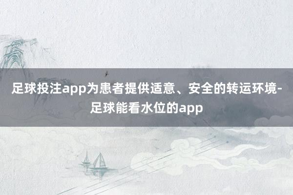 足球投注app为患者提供适意、安全的转运环境-足球能看水位的app