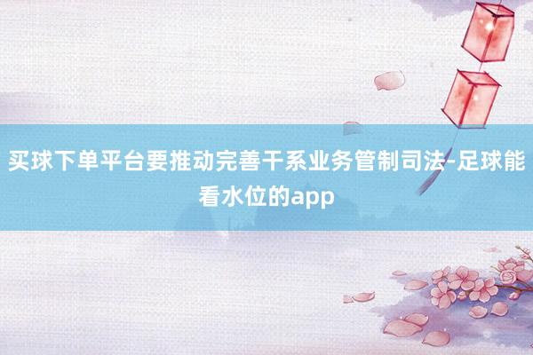买球下单平台要推动完善干系业务管制司法-足球能看水位的app