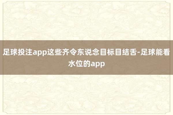 足球投注app这些齐令东说念目标目结舌-足球能看水位的app