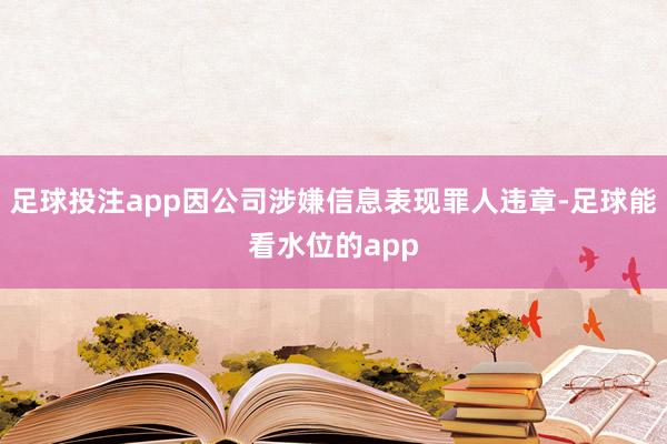足球投注app因公司涉嫌信息表现罪人违章-足球能看水位的app
