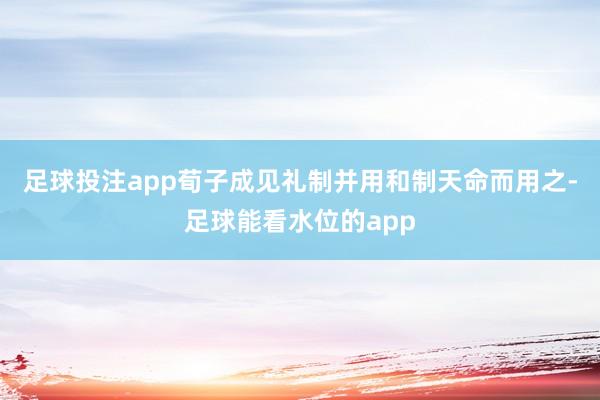 足球投注app荀子成见礼制并用和制天命而用之-足球能看水位的app