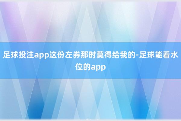 足球投注app这份左券那时莫得给我的-足球能看水位的app