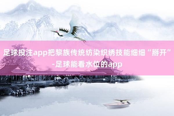 足球投注app把黎族传统纺染织绣技能细细“掰开”-足球能看水位的app