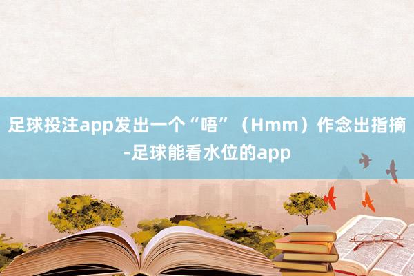 足球投注app发出一个“唔”（Hmm）作念出指摘-足球能看水位的app