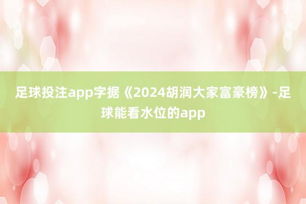 足球投注app　　字据《2024胡润大家富豪榜》-足球能看水位的app