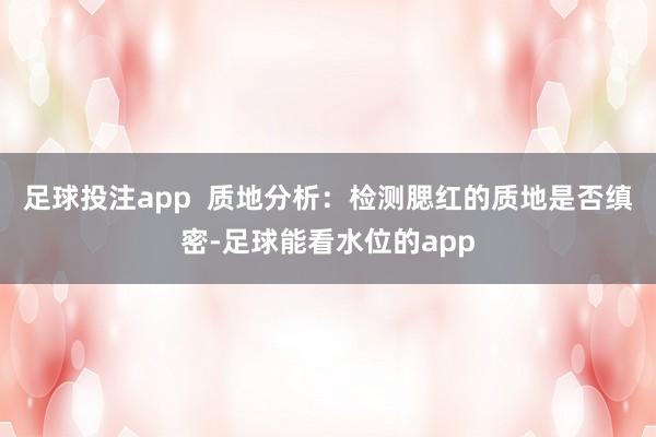 足球投注app  质地分析：检测腮红的质地是否缜密-足球能看水位的app