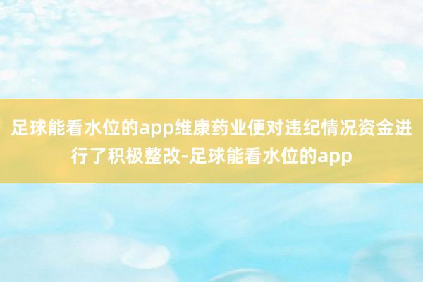 足球能看水位的app维康药业便对违纪情况资金进行了积极整改-足球能看水位的app