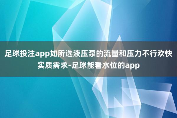足球投注app如所选液压泵的流量和压力不行欢快实质需求-足球能看水位的app