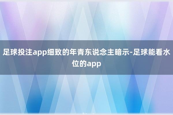 足球投注app细致的年青东说念主暗示-足球能看水位的app