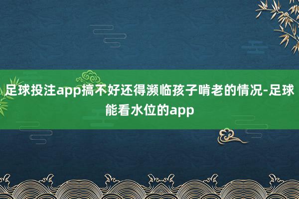 足球投注app搞不好还得濒临孩子啃老的情况-足球能看水位的app