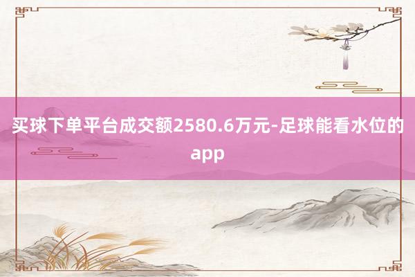 买球下单平台成交额2580.6万元-足球能看水位的app