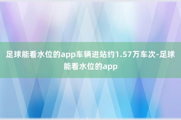 足球能看水位的app车辆进站约1.57万车次-足球能看水位的app