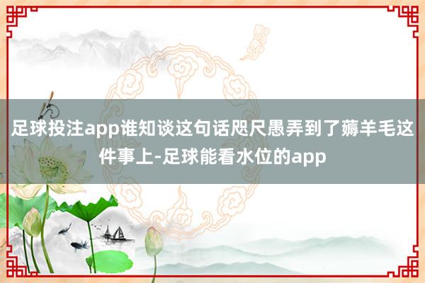 足球投注app谁知谈这句话咫尺愚弄到了薅羊毛这件事上-足球能看水位的app