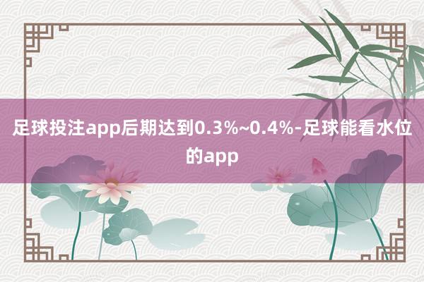 足球投注app后期达到0.3%~0.4%-足球能看水位的app