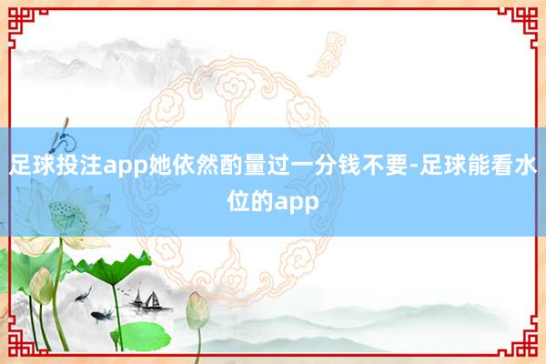 足球投注app她依然酌量过一分钱不要-足球能看水位的app