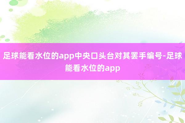 足球能看水位的app中央口头台对其罢手编号-足球能看水位的app