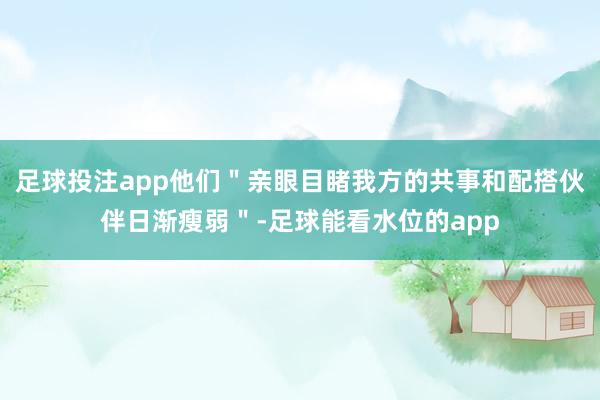 足球投注app他们＂亲眼目睹我方的共事和配搭伙伴日渐瘦弱＂-足球能看水位的app