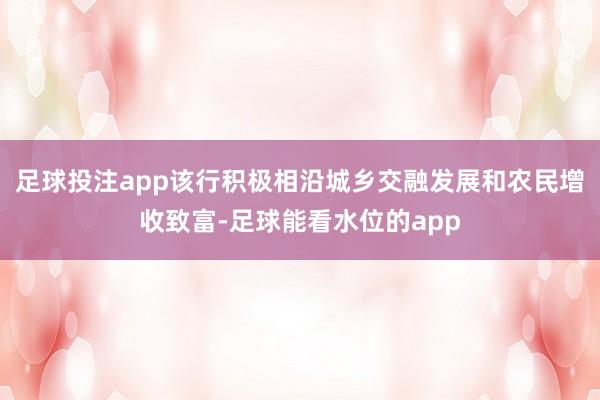 足球投注app该行积极相沿城乡交融发展和农民增收致富-足球能看水位的app