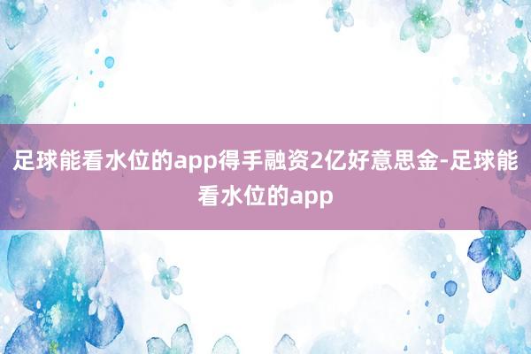 足球能看水位的app得手融资2亿好意思金-足球能看水位的app