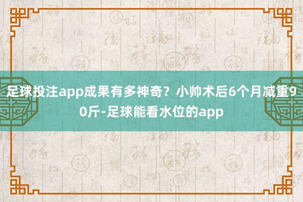足球投注app成果有多神奇?小帅术后6个月减重90斤-足球能看水位的app