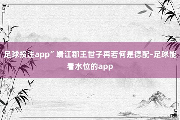 足球投注app”靖江郡王世子再若何是德配-足球能看水位的app