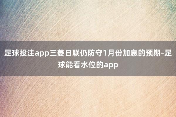 足球投注app三菱日联仍防守1月份加息的预期-足球能看水位的app