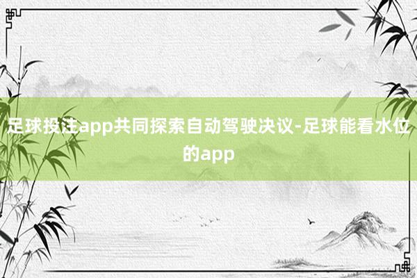 足球投注app共同探索自动驾驶决议-足球能看水位的app