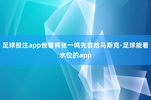 足球投注app他曾将张一鸣先容给马斯克-足球能看水位的app