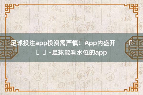 足球投注app投资需严慎！App内盛开        			-足球能看水位的app