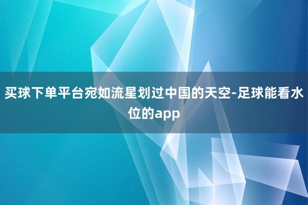 买球下单平台宛如流星划过中国的天空-足球能看水位的app