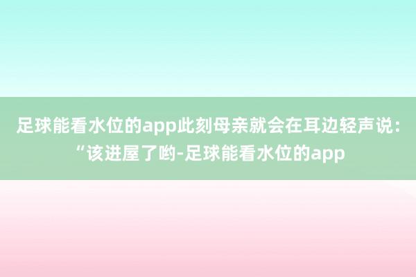 足球能看水位的app此刻母亲就会在耳边轻声说：“该进屋了哟-足球能看水位的app