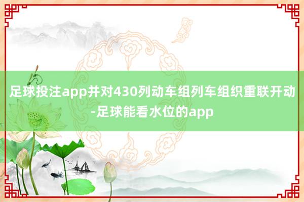 足球投注app并对430列动车组列车组织重联开动-足球能看水位的app