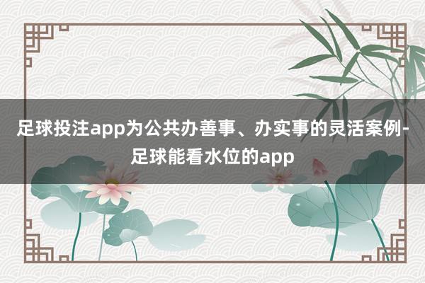 足球投注app为公共办善事、办实事的灵活案例-足球能看水位的app