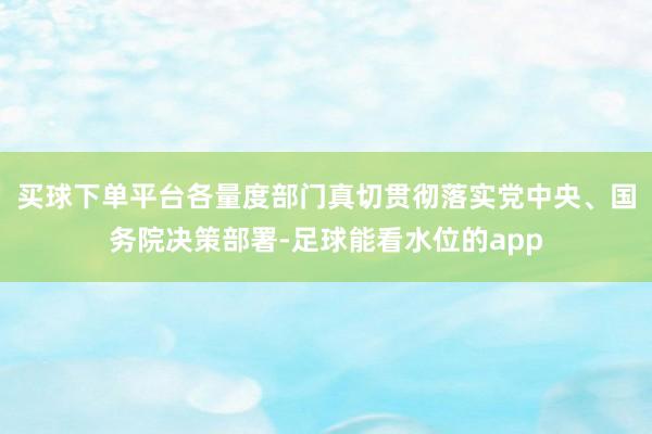 买球下单平台各量度部门真切贯彻落实党中央、国务院决策部署-足球能看水位的app