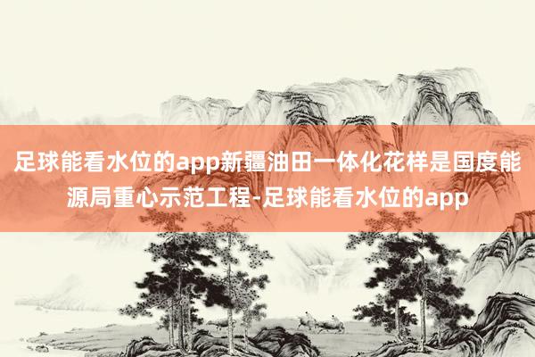 足球能看水位的app新疆油田一体化花样是国度能源局重心示范工程-足球能看水位的app