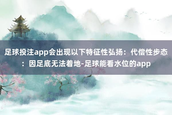 足球投注app会出现以下特征性弘扬:代偿性步态:因足底无法着地-足球能看水位的app