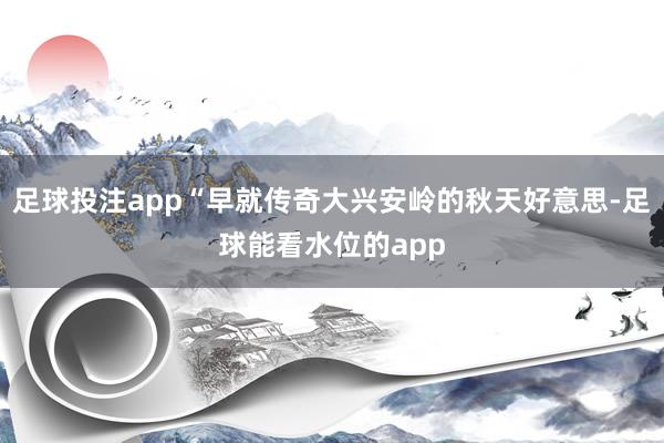 足球投注app“早就传奇大兴安岭的秋天好意思-足球能看水位的app