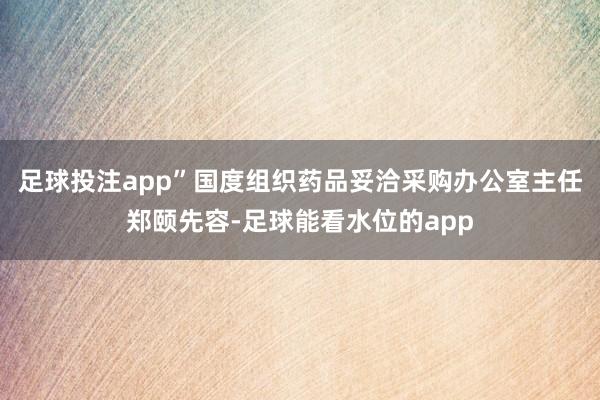 足球投注app”国度组织药品妥洽采购办公室主任郑颐先容-足球能看水位的app