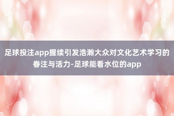 足球投注app握续引发浩瀚大众对文化艺术学习的眷注与活力-足球能看水位的app