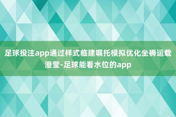 足球投注app通过样式临建嘱托模拟优化坐褥运载澄莹-足球能看水位的app