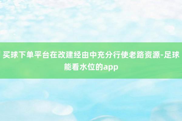 买球下单平台在改建经由中充分行使老路资源-足球能看水位的app